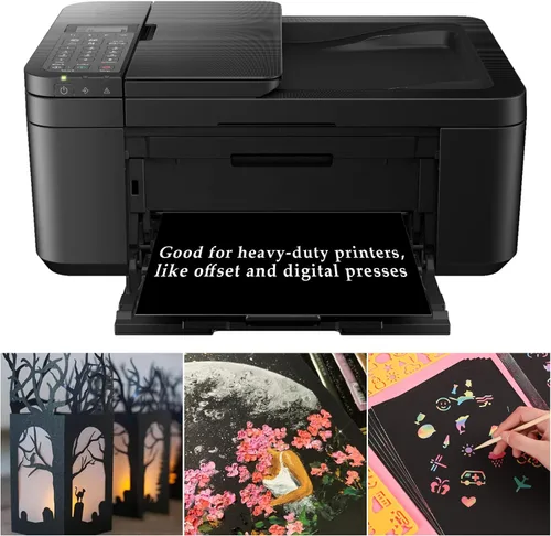 Vista 7 de QTLCOHD 200 hojas de cartulina negra de 8.5 x 11 pulgadas, cartulina negra de 92 libras/8.82 oz/m², papel grueso para álbumes de recortes
