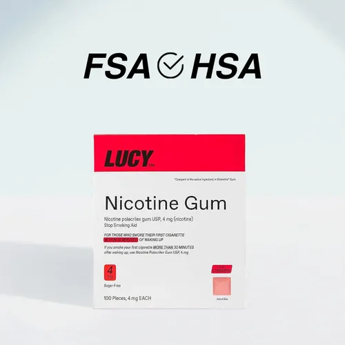 Vista 5 de LUCY NRT - Goma de mascar de nicotina, ayuda para dejar de fumar, sabor a canela, 4 mg 100 unidades Cinnamon Gum 4mg Nicotine, Long Lasting Gum