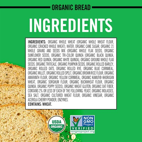 Vista 3 de Dave's Killer Bread 21 granos enteros y semillas, pan orgánico de grano entero, pan de 27 onzas