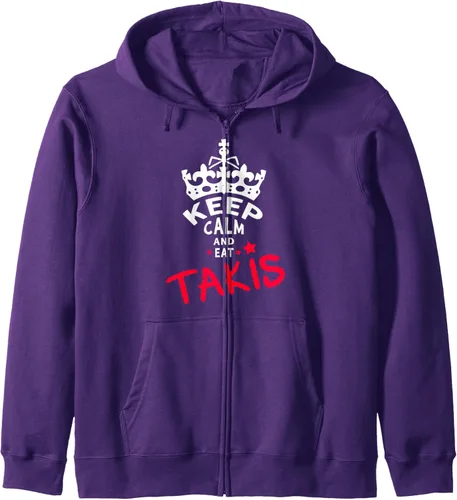 Vista 8 de Keep Calm And Eat Takis Sudadera con capucha con cremallera White Foodies Design, Negro