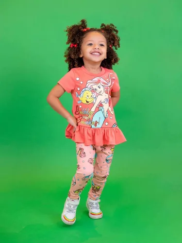 Vista 2 de Disney Minnie Mouse Princess Frozen Little Mermaid T-Shirt Leggings and Scrunchie 3 Piece Outfit Set Infant to Big Kid