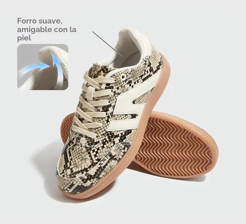 Vista 5 de LUCKY STEP Zapatillas de moda con suela de goma retro para mujer
