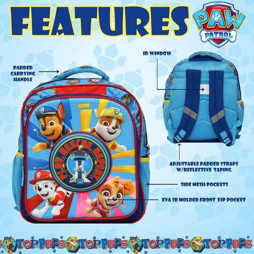 Vista 4 de PAW PATROL Mochila 3D de Paw Patrol para niños Azul Patchwork
