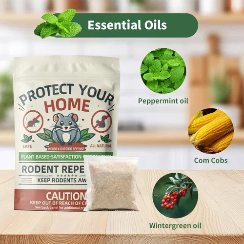 Vista 2 de Bolsas repelentes de ratones, paquete de 10 unidades de aceite de menta, disuasorio para roedores y ratones, adecuadas para uso en interiores