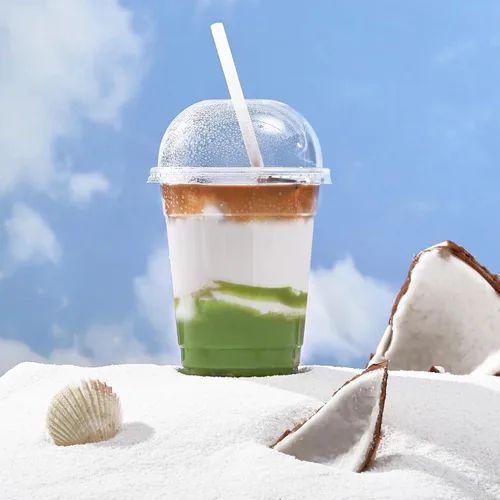 Vista 3 de Paquete de 100 vasos de plástico transparente de 12 onzas con tapas de cúpula, tazas desechables de parfait de postre para helado, bebidas de café