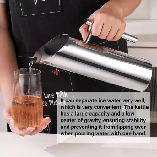Vista 4 de LiebeWH Jarra de agua de acero inoxidable Jarra de bebidas frías con protector de hielo, fácil de verter para el hogar Hotel 1L 1.5L 2L Jarra