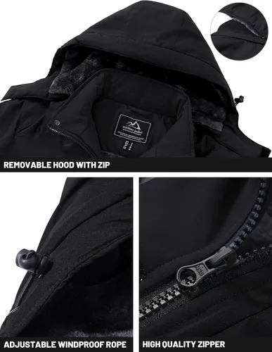Vista 4 de TACVASEN Chaqueta de invierno para hombre, chaqueta de forro polar resistente al agua, chaqueta de esquí para nieve, chaqueta táctica militar