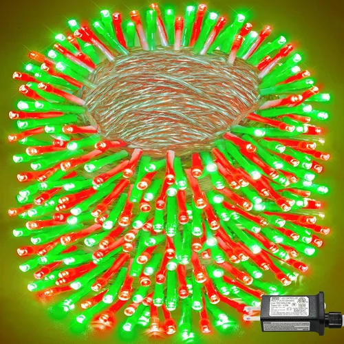 Vista 21 de Tira de 200 luces LED de 66 pies para exteriores, luces de Navidad conectables para interiores, cable transparente, impermeable, 8 modos de luces