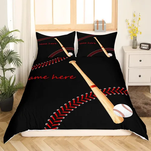 Vista 12 de Juego de ropa de cama de béisbol para niños y adolescentes, bates de béisbol, juego de cama europeo, para actividades de pasatiempo, softbol