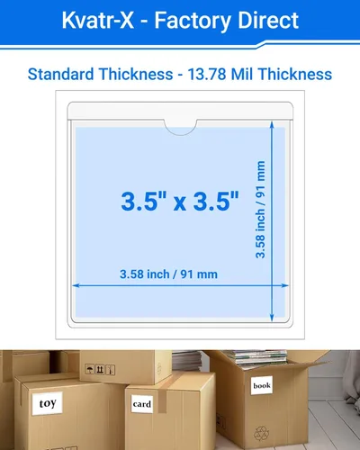 Vista 55 de 30 PCS Clear Self Adhesive Plastic Label Pockets, Top Loading Business & Library Index Card Holders, Peel and Stick Sleeves for Storage Bins, Totes