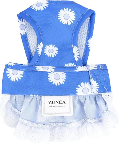 Vista 4 de Zunea Conjunto de arnés para niñas pequeñas con correa, sin tirones, chaleco para cachorros, arneses, patrones florales, vestidos de princesa