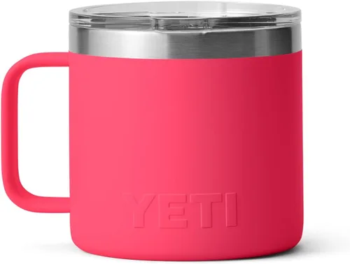 Vista 7 de YETI Rambler - Taza de 14 oz con aislamiento al vacío, de acero inoxidable con tapa MagSlider, color inoxidable Rosa (Bimini Pink)