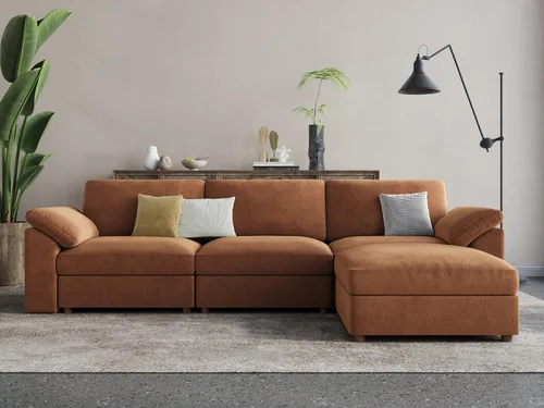 Vista 105 de EASE MOOSE Sofá modular verde seccional de gran tamaño en forma de L Pana verde