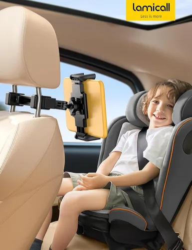 Vista 7 de Lamicall Soporte para Tableta de Reposacabezas de Coche - [Bloqueable] [Compatible con Fundas Gruesas] [Clip Plegable] Soporte para Tableta