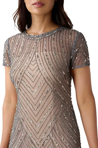 Vista 4 de Adrianna Papell Vestido de cóctel corto con cuentas para mujer