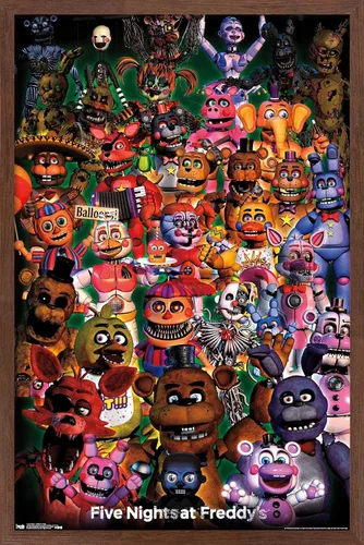 Vista 7 de Trends International Five Nights at Freddy's - Póster de pared Ultimate Group, 14.725 x 22.375 pulgadas, versión enmarcada de madera de granero