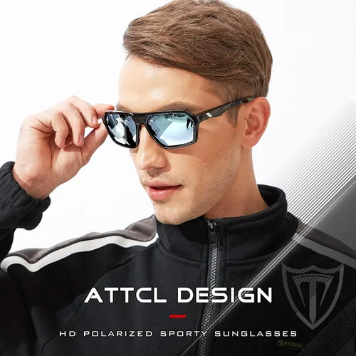 Vista 2 de ATTCL Gafas de sol polarizadas para hombre, gafas deportivas casuales con protección UV, marco hexagonal TR90