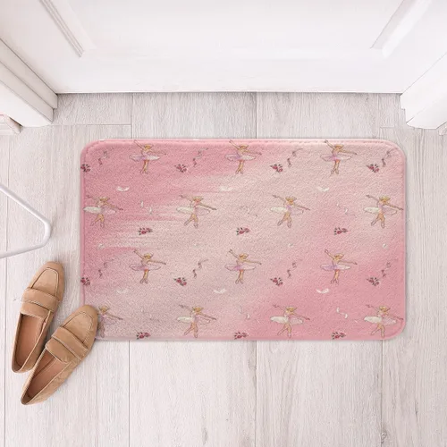 Vista 19 de Alfombras de baño de bailarina para niños, diseño de estrellas y corazones con notas musicales, decoración de habitación de niñas y mujeres