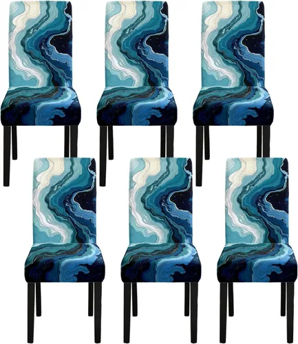 Vista 21 de ANNA QUEEN Juego de 6 fundas para sillas de comedor y cocina, fundas elásticas lavables para sillas de comedor, decoración elegante del hogar