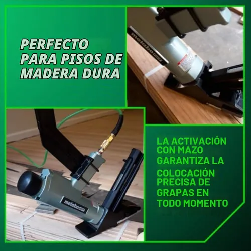 Vista 4 de Metabo HPT Engrapadora para pisos, Clavadoras neumáticas de preferencia profesional en herramientas para pisos, Grapadora neumática con mango