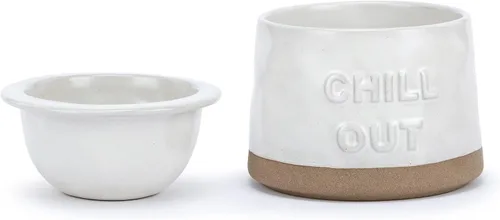 Vista 2 de DEMDACO Chill Out Classic White - Cuenco para servir con chispas de gres (5 x 5), color blanco