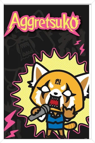 Vista 12 de Trends International Aggretsuko Rock Out - Póster de pared, 22.4 pulgadas de largo x 14.7 pulgadas, versión enmarcada en madera de granero