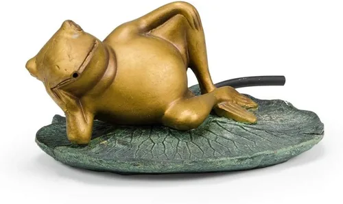 Vista 4 de Aquascape Lazy Frog on Lily Pad Spitter Fuente para estanques y jardines acuáticos, 78311