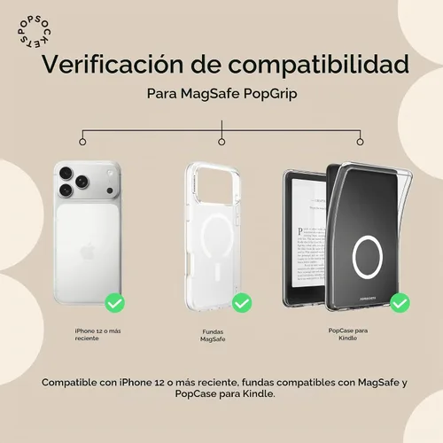 Vista 5 de PopSockets Agarre para teléfono MagSafe con soporte, soporte magnético, parte superior intercambiable, sujeción segura para fundas MagSafe
