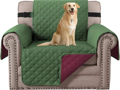 Vista 64 de H.VERSAILTEX Funda de sofá resistente al agua para sofá de 3 cojines, reversible, protector de muebles acolchado con correa elástica, funda de sofá