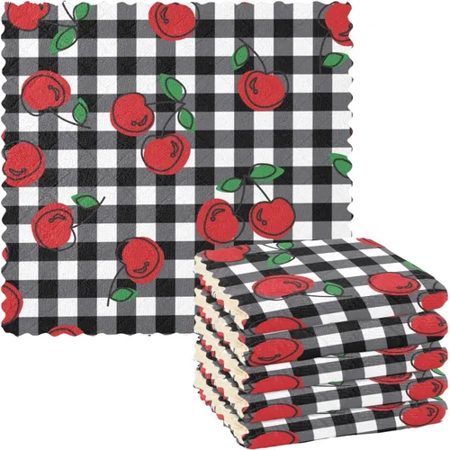 Vista 17 de CaTaKu Paños de cocina étnicos bohemios, paquete de 6 trapos reutilizables para lavar, paños de limpieza de microfibra, paños para secar la cocina