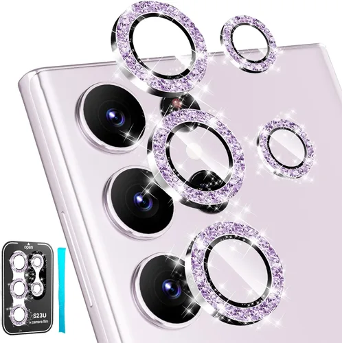 Vista 8 de imluckies [3+2 para Sansung Galaxy S23 Ultra, protector de lente de cámara, [Bling Diamond] Anillo de aleación de aluminio de vidrio templado HD