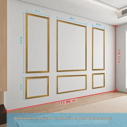 Vista 4 de Art3d - Juego de 6 molduras precortadas para pared, paneles de revestimiento para montar, para interior, sala de estar, dormitorio, se instalan
