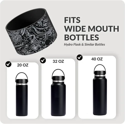 Vista 2 de Funda protectora de silicona tipo bota para botella para Owala FreeSip de 40 oz, Hydro Flask de 32-40 oz, Iron Flask, Takeya, Thermoflask
