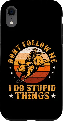 Vista 24 de iPhone 16 Don't Follow Me I Do Stupid Things Funny Bull Riding Vintage Case