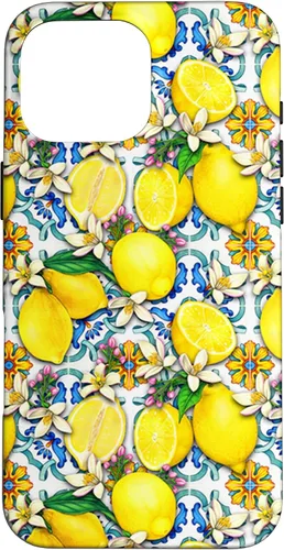 Vista 19 de Citrus Fruit Lemons Blue Tile Gardencore Farmcore Pattern Case for iPhone 17