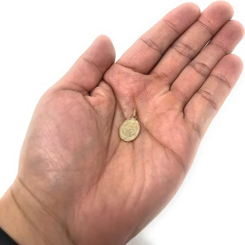 Vista 5 de Ioka - Medalla milagrosa de oro amarillo o oro blanco de 14 quilates Virgen María religiosa