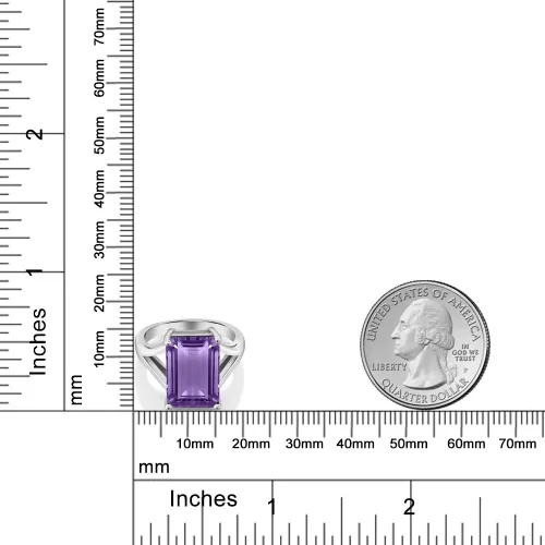 Vista 67 de Gem Stone King Anillo de compromiso solitario con piedra preciosa de corte esmeralda de 0.551 x 0.394 in para mujer, plata de ley 925, anillo