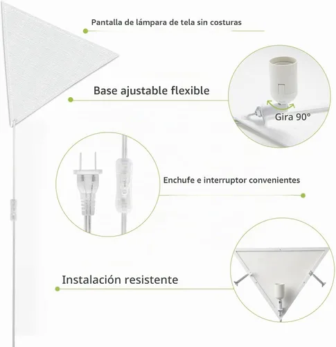 Vista 6 de Lámpara de esquina de lino con interruptor, lámparas de techo de esquina para sala de estar, lámpara de techo enchufable para áreas oscuras, lámpara
