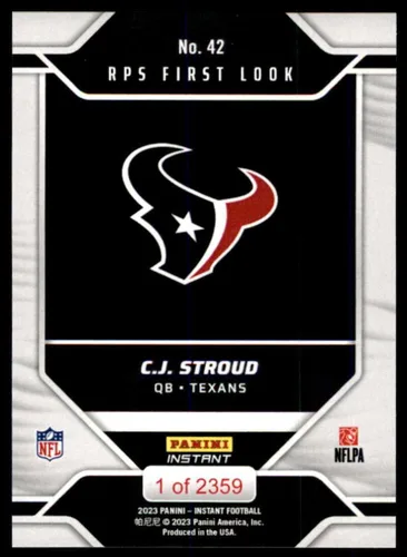 Vista 2 de Football NFL 2023 Panini Instant RPS First Look #42 C.J. Stroud Texans