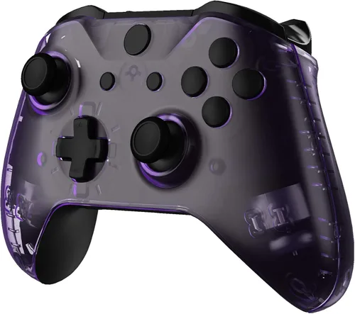 Vista 7 de eXtremeRate Transparent Clear Atomic Purple Faceplate Side Rails for Xbox One Wireless Controller Model 1708, Replacement Front Housing Shell Panels