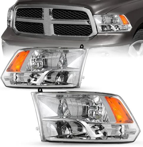Vista 8 de SOCKIR Juego de faros delanteros para camioneta compatible con Dodge Ram 1500 2009-2018/Dodge Ram 2500 3500 2010-2018 OE Reemplazo de faros Carcasa