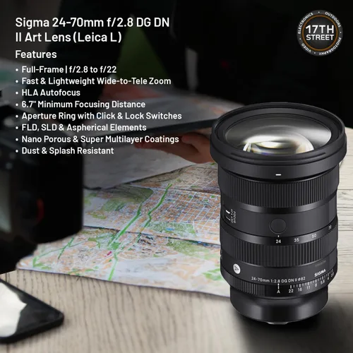 Vista 3 de Sigma 24-70mm f2.8 DG DN II Art Lente Leica L De cuadro completo, seis elementos SLD, diafragma redondo de 11 palas con 1TB G-Drive ArmorATD