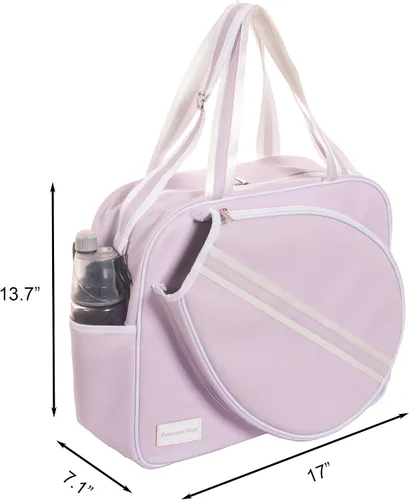 Vista 2 de Remobia Hicol Bolso deportivo grande de piel sintética púrpura para mujer, bolsa de hombro para raqueta de tenis, bolsa de mano de tenis para 2