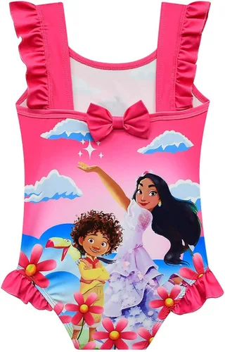 Vista 2 de Encanto Mirabel - Traje de baño de una pieza con volantes para niñas pequeñas 3-6 años