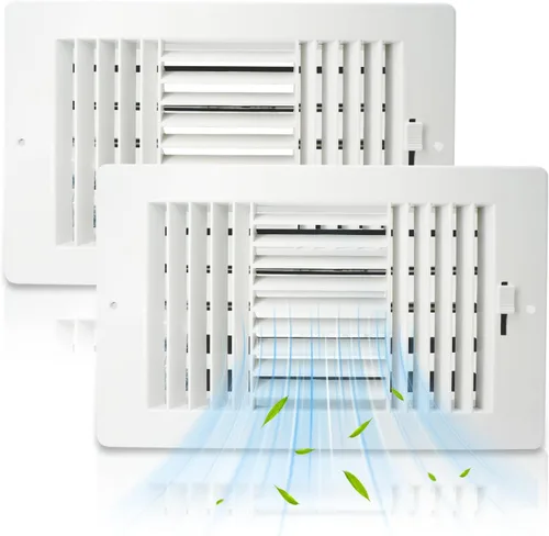 Vista 13 de Paquete de 2 rejillas de ventilación de pared de techo de 8 x 4 pulgadas (apertura de conducto) de 3 vías de ventilación de techo de plástico