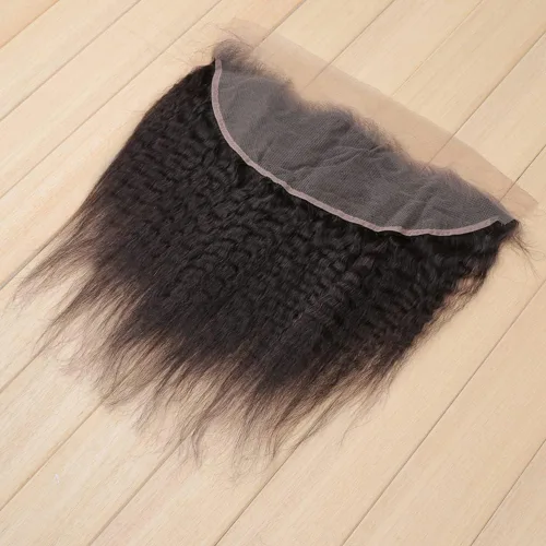 Vista 3 de Cabello humano virgen brasileño lacio 13x4 transparente encaje frontal Yaki recto oreja a oreja encaje frontal con pelo de bebé parte libre