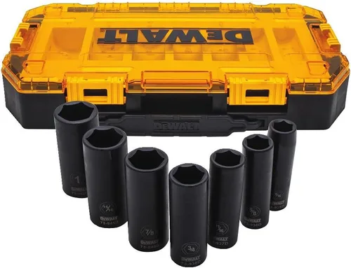 Vista 2 de DEWALT DWMT74736, Juego de llaves de impacto de accionamiento profundo de 7 piezas SAE, 1/2 pulgada, caja resistente