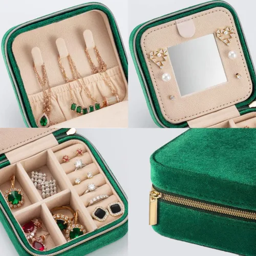 Vista 5 de Joyeros para mujer, joyero de viaje, organizador de viaje de joyería, pequeño joyero para mujer, estuche de viaje de joyería, organizador de aretes