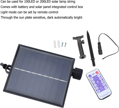 Vista 3 de Diydeg Panel solar de repuesto, caja de control de luz solar ajustable impermeable automática con control remoto, placa de circuito de cadena