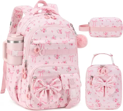 Vista 29 de Bluboon - Mochila escolar para niñas y mujeres para uso diario y de estilo informal, para portátil de 15 pulgadas, con bolsa para almuerzo y bolsa